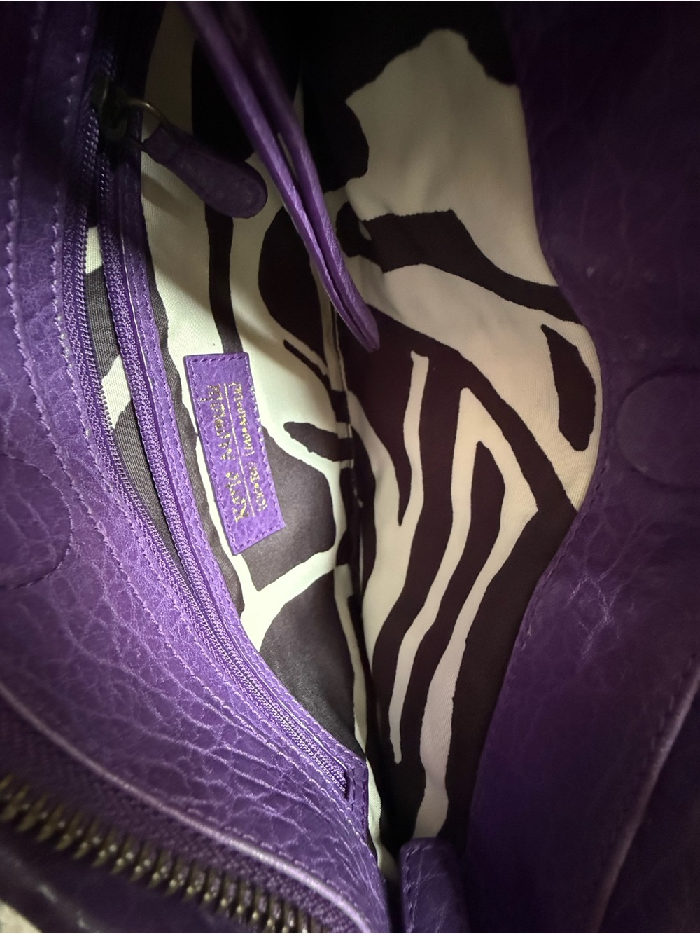 Korto Momolu Purple Leather Shoulder Bag Y2K Chain Strap Zip Detail Purse - Picture 7 of 8
